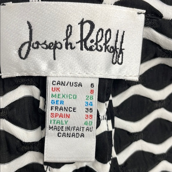 Joseph Ribkoff Black/White Patterned Jacket/Top Collar Button Down Front  Size 6 - Picture 9 of 9